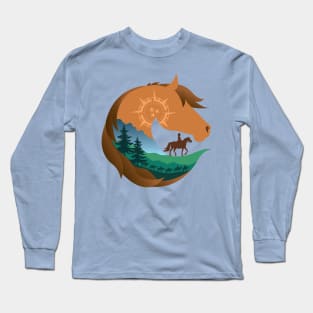 Horse Head Trail Riding Silhouette • Forest Long Sleeve T-Shirt